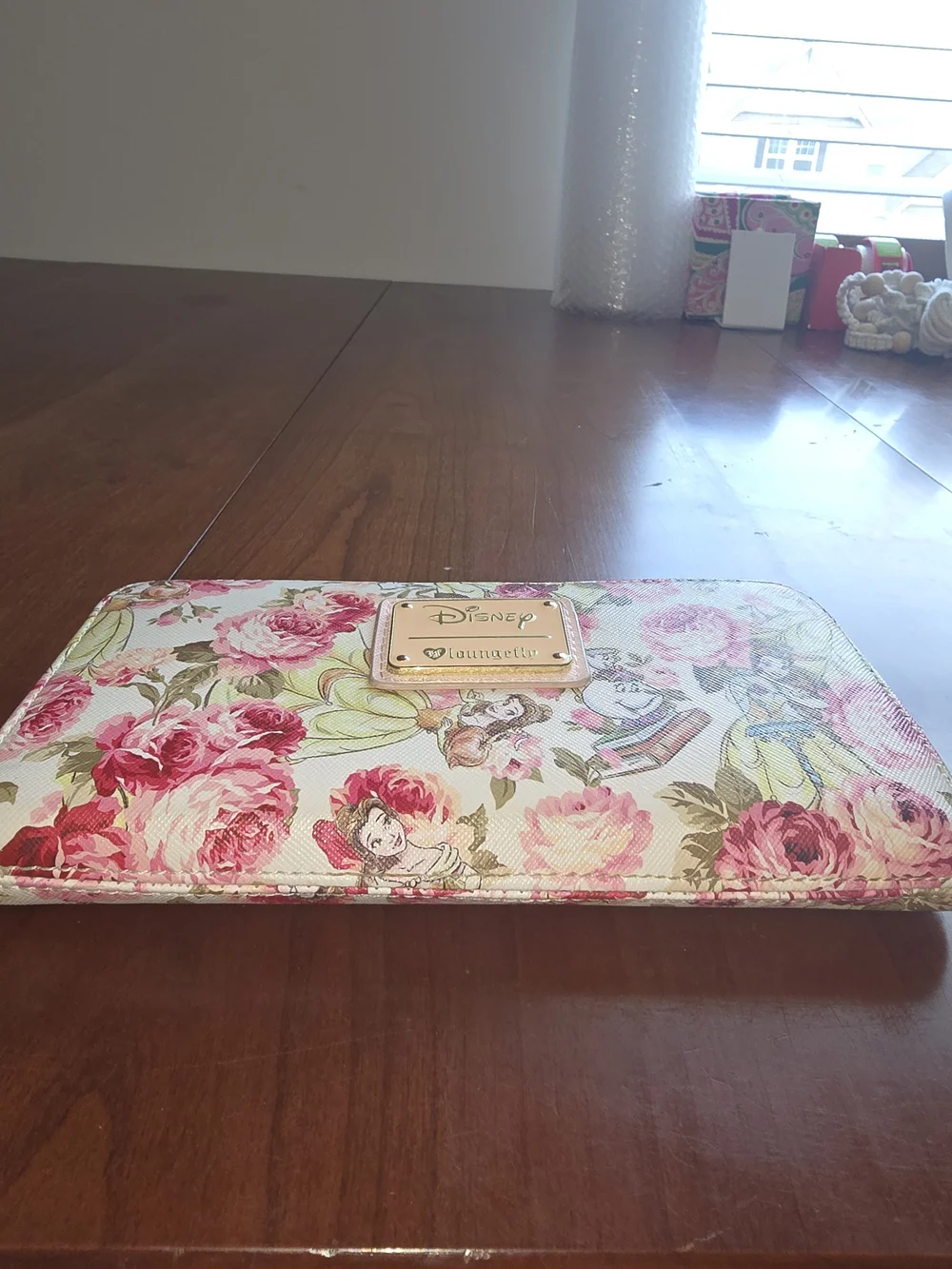 Disney Loungefly Belle Floral Zip Wallet - EUC - Beauty And The Beast